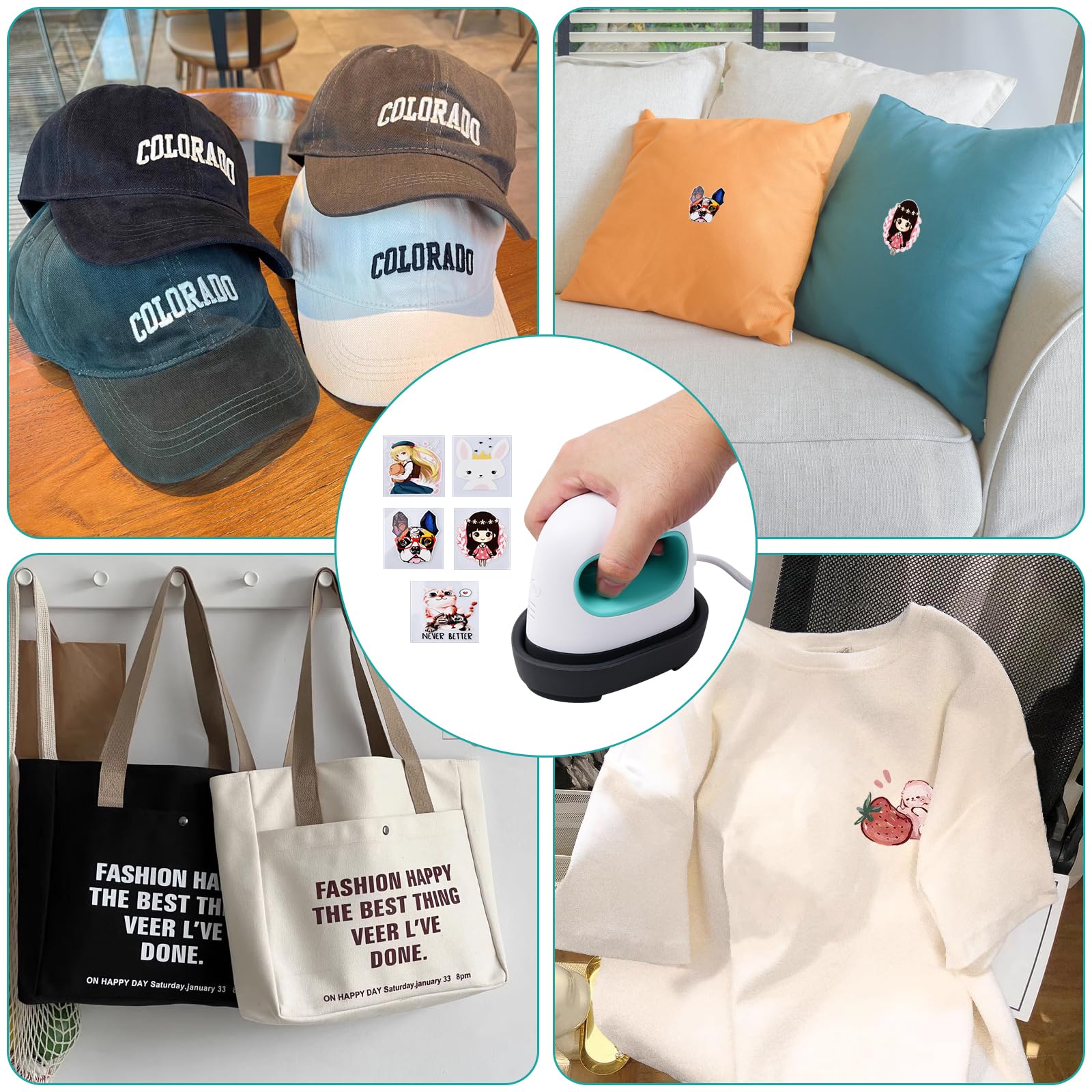 Jinlaili Mini Prensa de Calor, Impresora de Transferencia de Calor, Plancha Pequeña Y Portátil, Máquina de Prensa Caliente pequeña HTV, Máquina de Transferencia de Calor para Ropa, Zapatos, Sombreros
