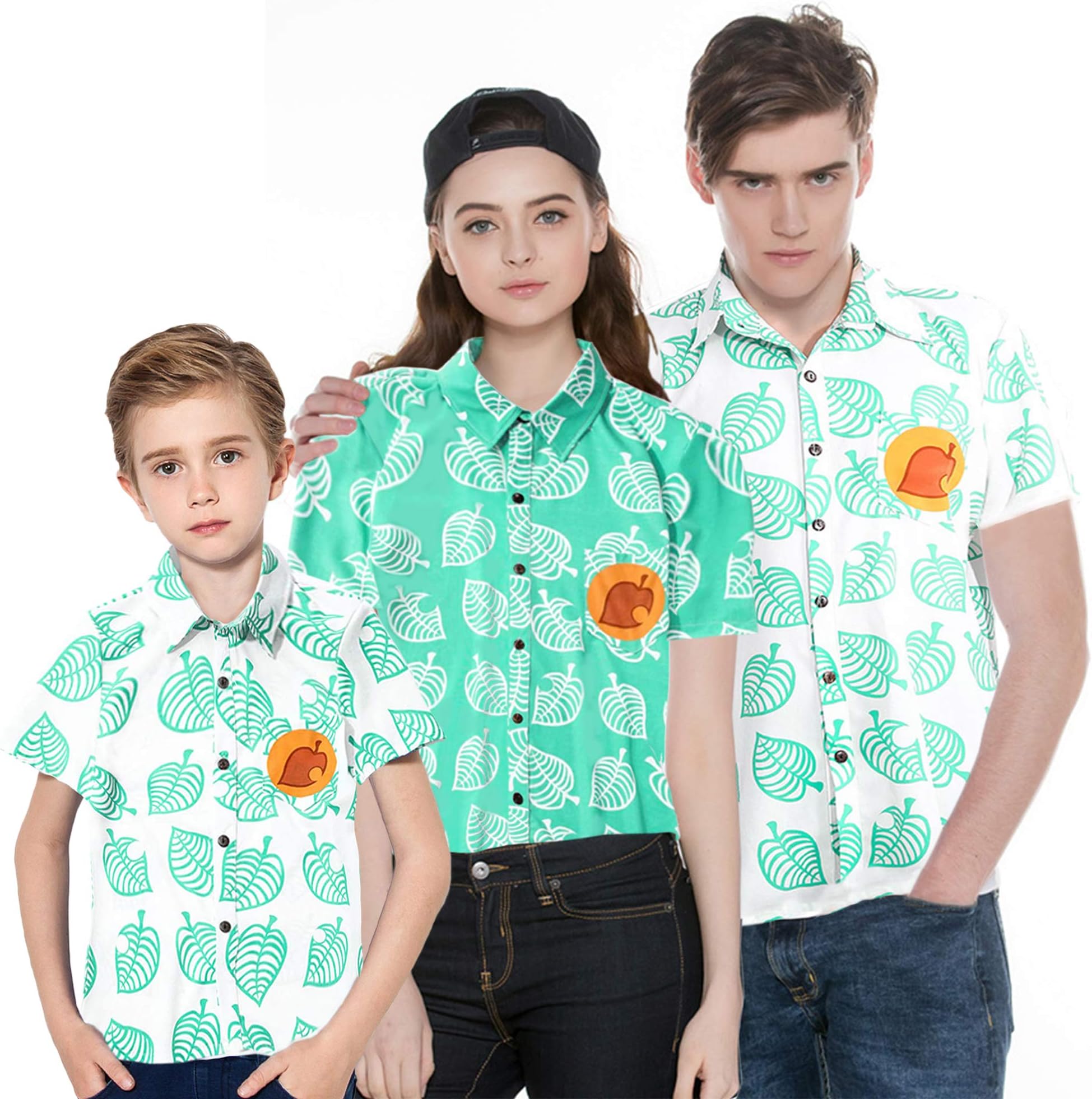YuDanaeUnisex Shirt Cosplay Costume Short Sleeve Button up Tops for Adults Kids Mens Women Girls Boys