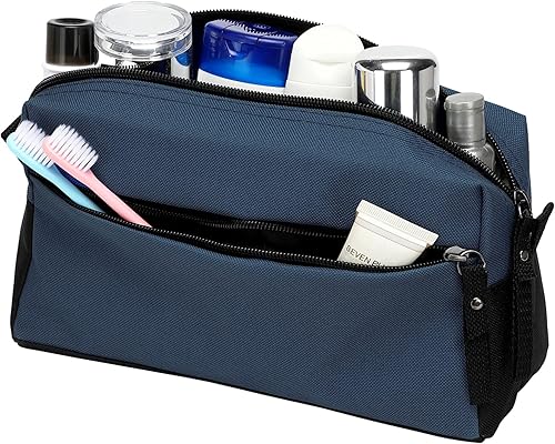 Miniatura 2 de BuyAgain Neceser de aseo personal, neceser de viaje, bolsa de baño, impermeable, kit de maquillaje cosmético para hombres o mujeres, Azul mezclilla,