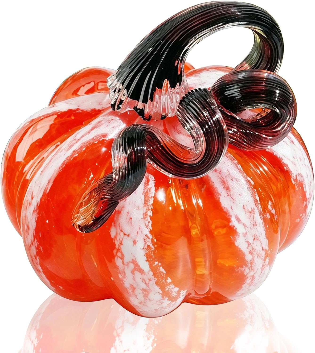 Hand Blown Glass Pumpkin Collectible Figurine Art Glass Pumpkin Paperweight