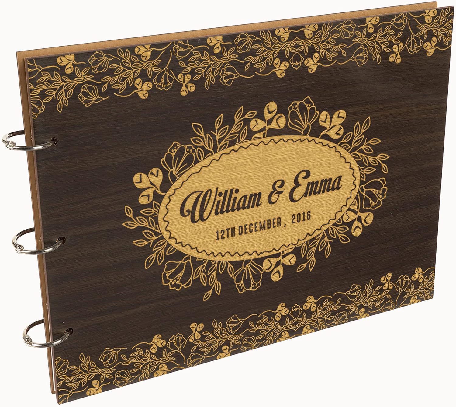 Darling Souvenir Personalized Engraved Laser Cut Wedding Guest Book Wooden Cover Sign-in Book Registry Guestbook Scrapbook-2F