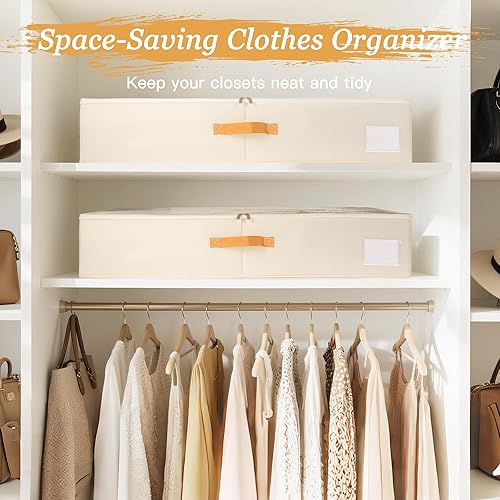 Miniatura 7 de Criusia Contenedores de almacenamiento debajo de la cama con tapas de PVC transparentes, paquete de 2 organizadores grandes para debajo de la cama