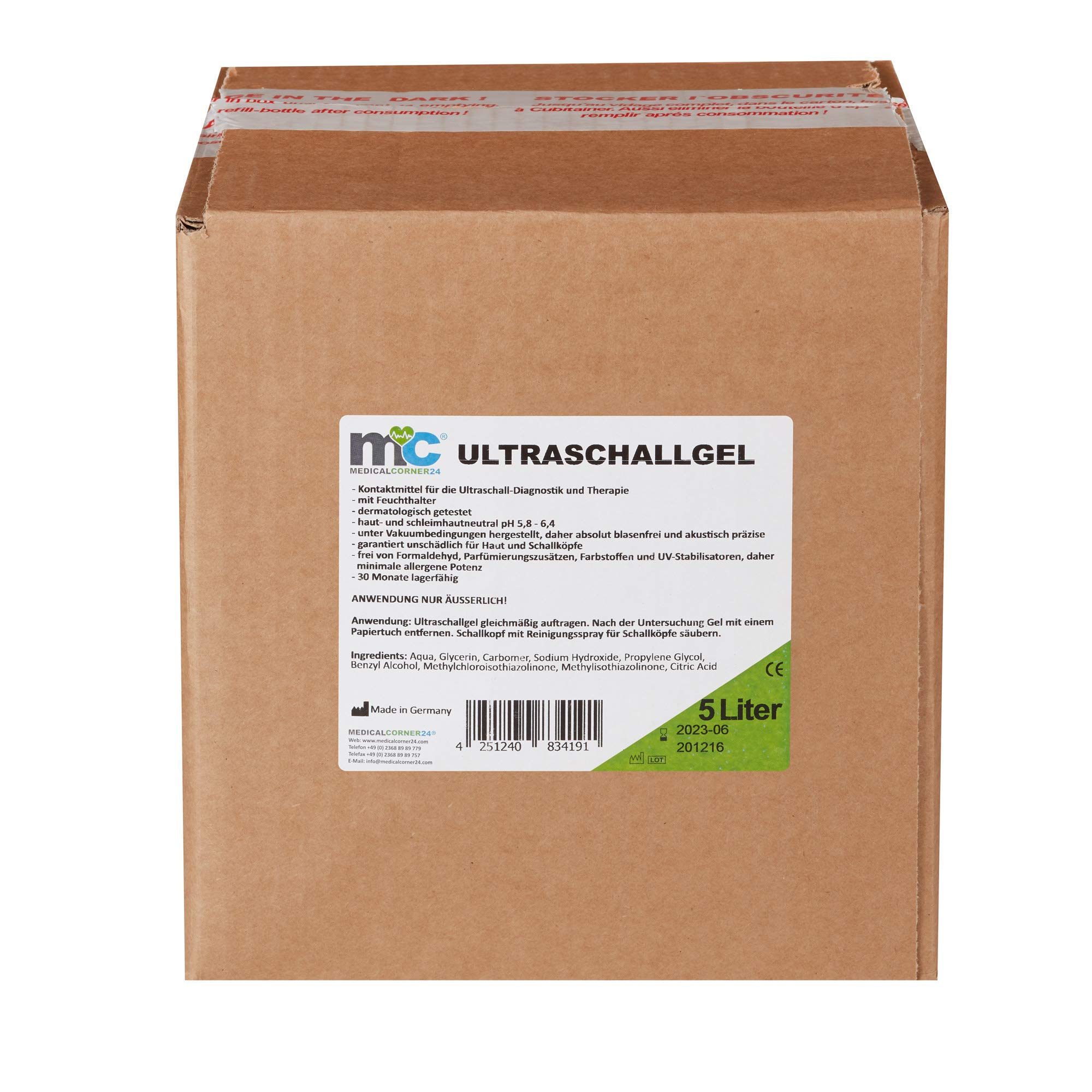Medicalcorner24 Ultraschallgel - 5kg Cubitainer, Kontaktgel, Leitgel, Übertragungsgel