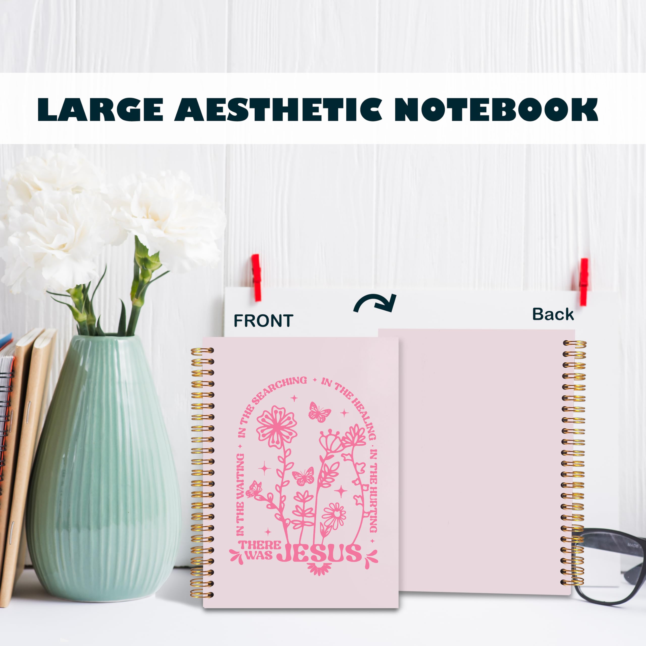 BearCake Cuaderno cristiano floral bohemio, regalos cristianos para mujeres, cuadernos de la Biblia para tomar notas, cuaderno de diario bíblico, cuaderno de espiral de tapa dura Where the Jesus, 5.5