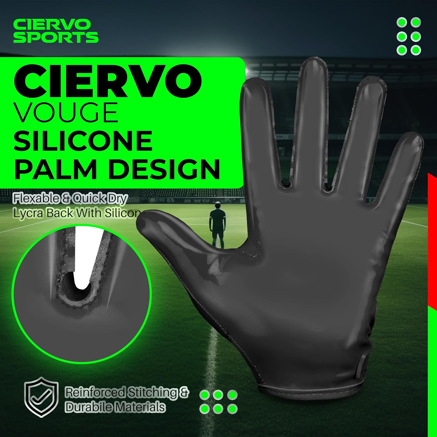 Football Receiver Gloves for Adult & Youth Skin-Fit Tacky Grip Youth Football Gloves - Image 2