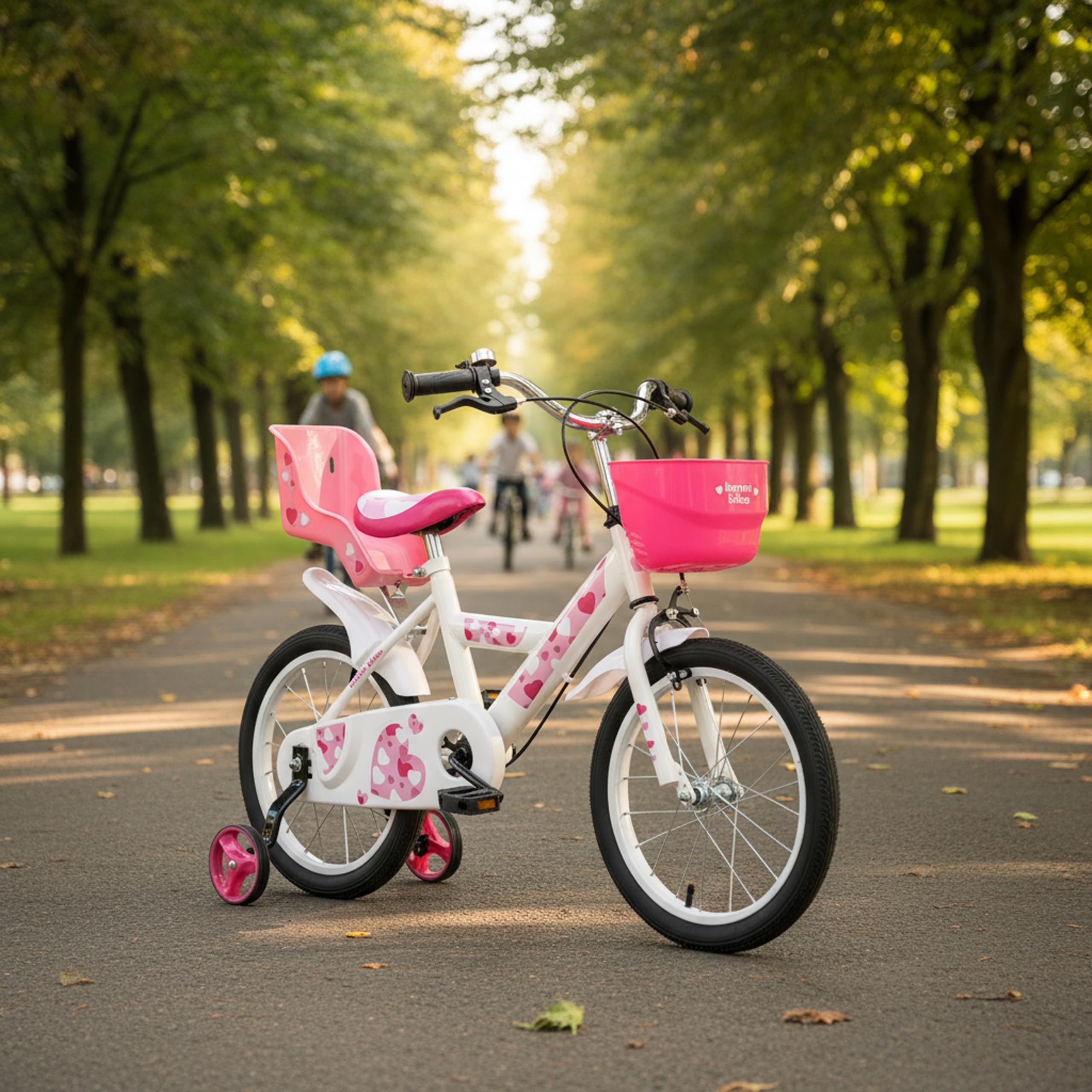 Baroni Toys Bicicletta Bambina Rosa Cuori 12" 14" 16" con Cestino e Rotelle