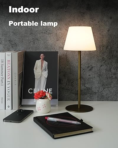 Miniatura 5 de Lámpara de mesa inalámbrica recargable, funciona con pilas, impermeable, portátil, táctil, regulable, altura ajustable, para el hogar, dormitorio,