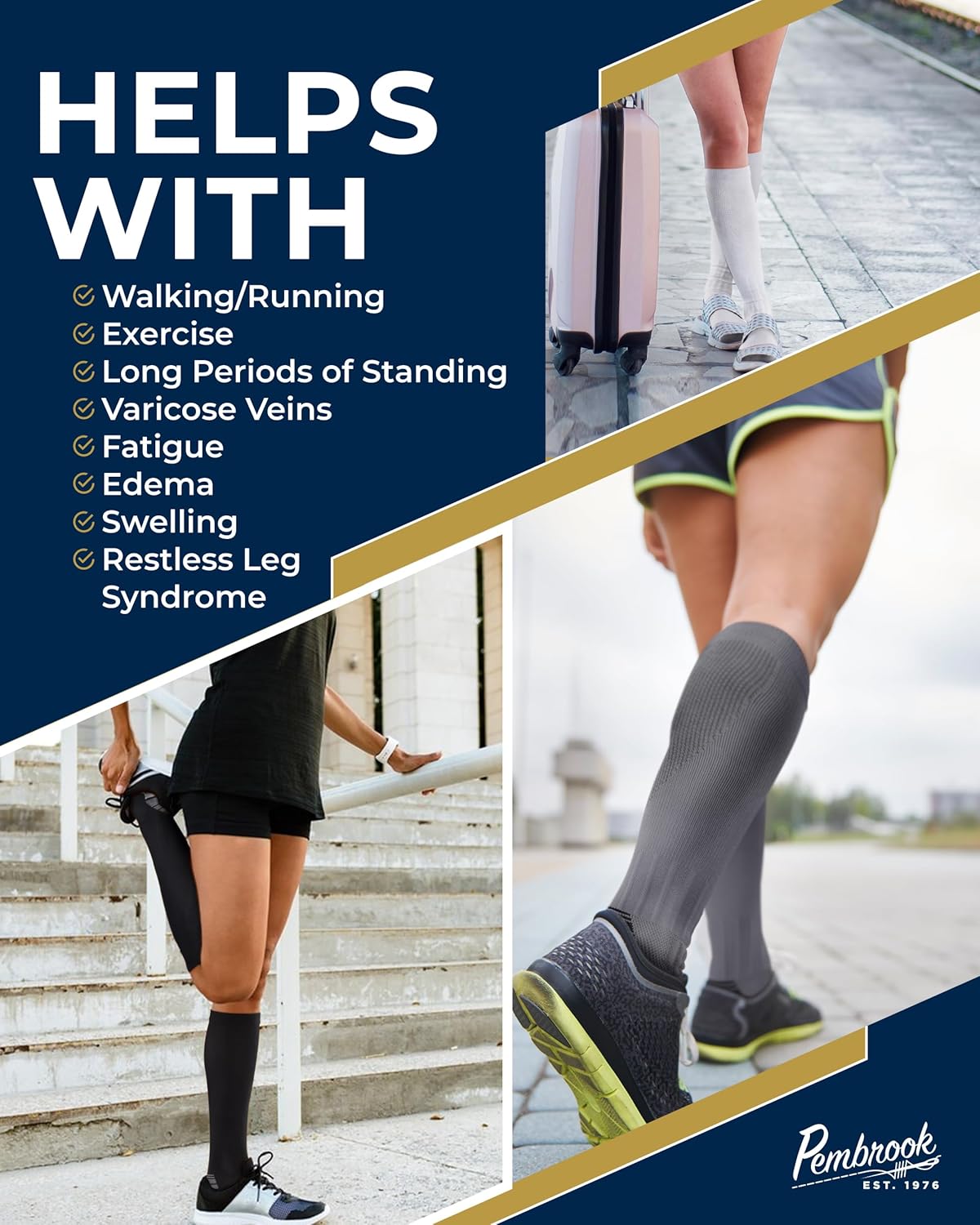 Pembrook 3 Pairs Compression Socks 20-30 mmHg - Compression Socks for Women and Men | Running, Athletic, Travel, Nurses - Image 5