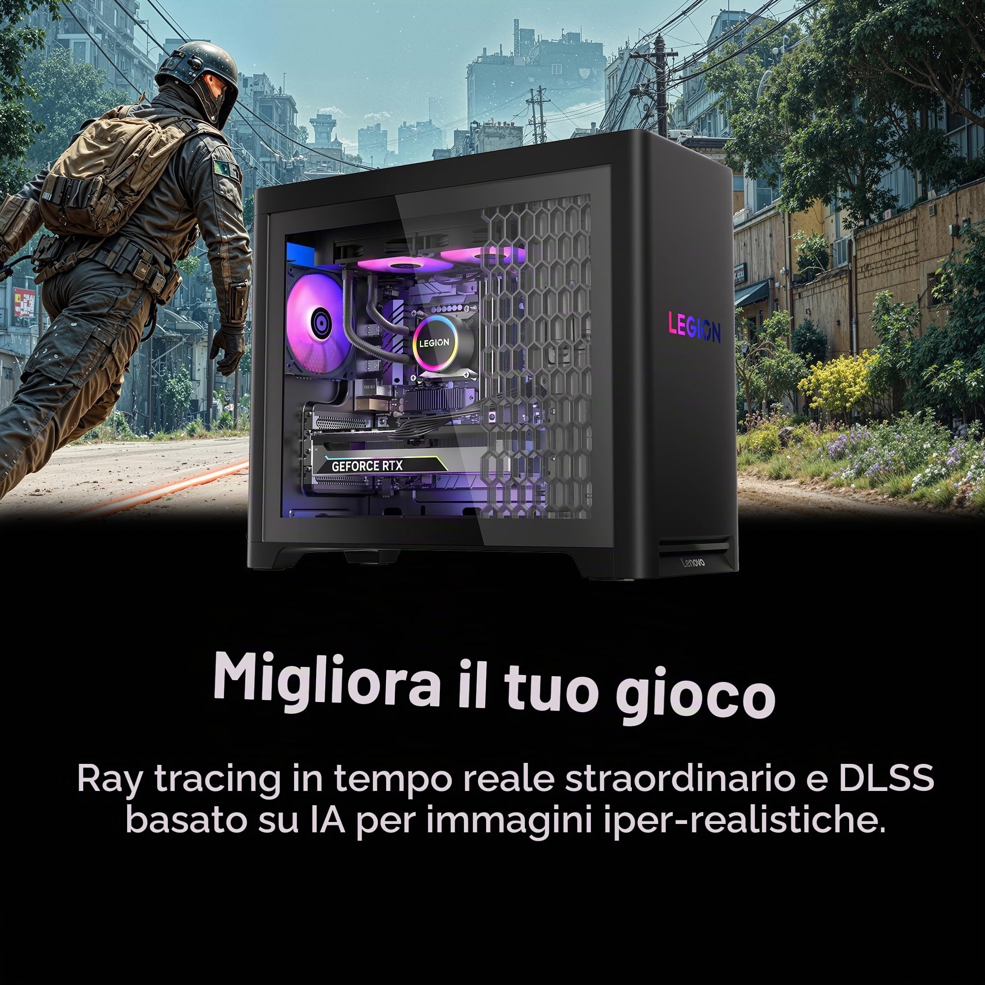 Lenovo Legion Tower 5i - PC da gaming con processore Intel Core Ultra 7 265F, scheda grafica NVIDIA GeForce RTX 5060 Ti, memoria da 16 GB, memoria da 1 TB, 3 mesi