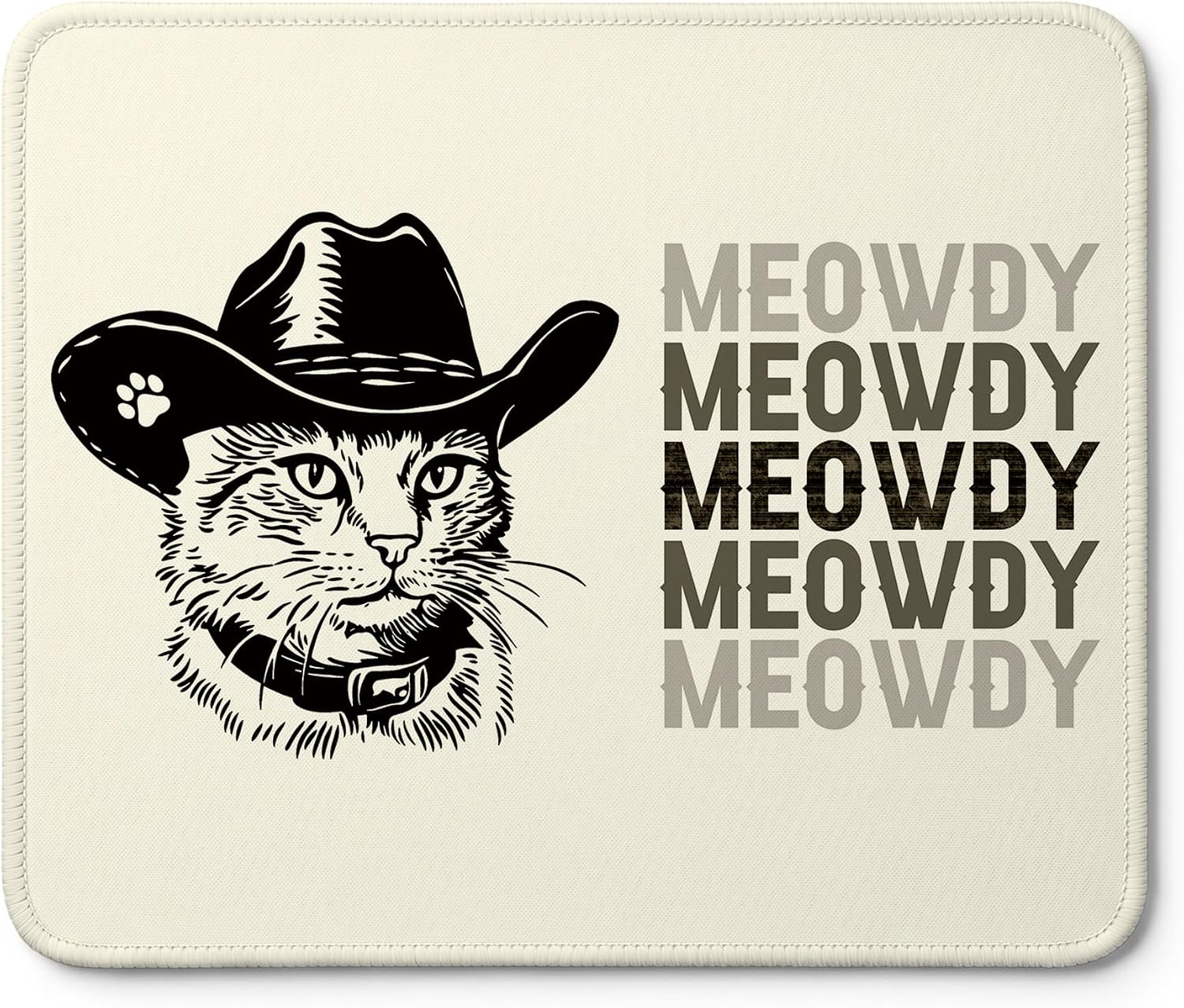 Funny Cowboy Cat Mouse Pad, Cat Lover Owner Gifts, Meowdy Western Mouse Pads for Wireless Mouses Computers Laptop Desk Mat, Cats Office Supplies, 9.5x8 Inch