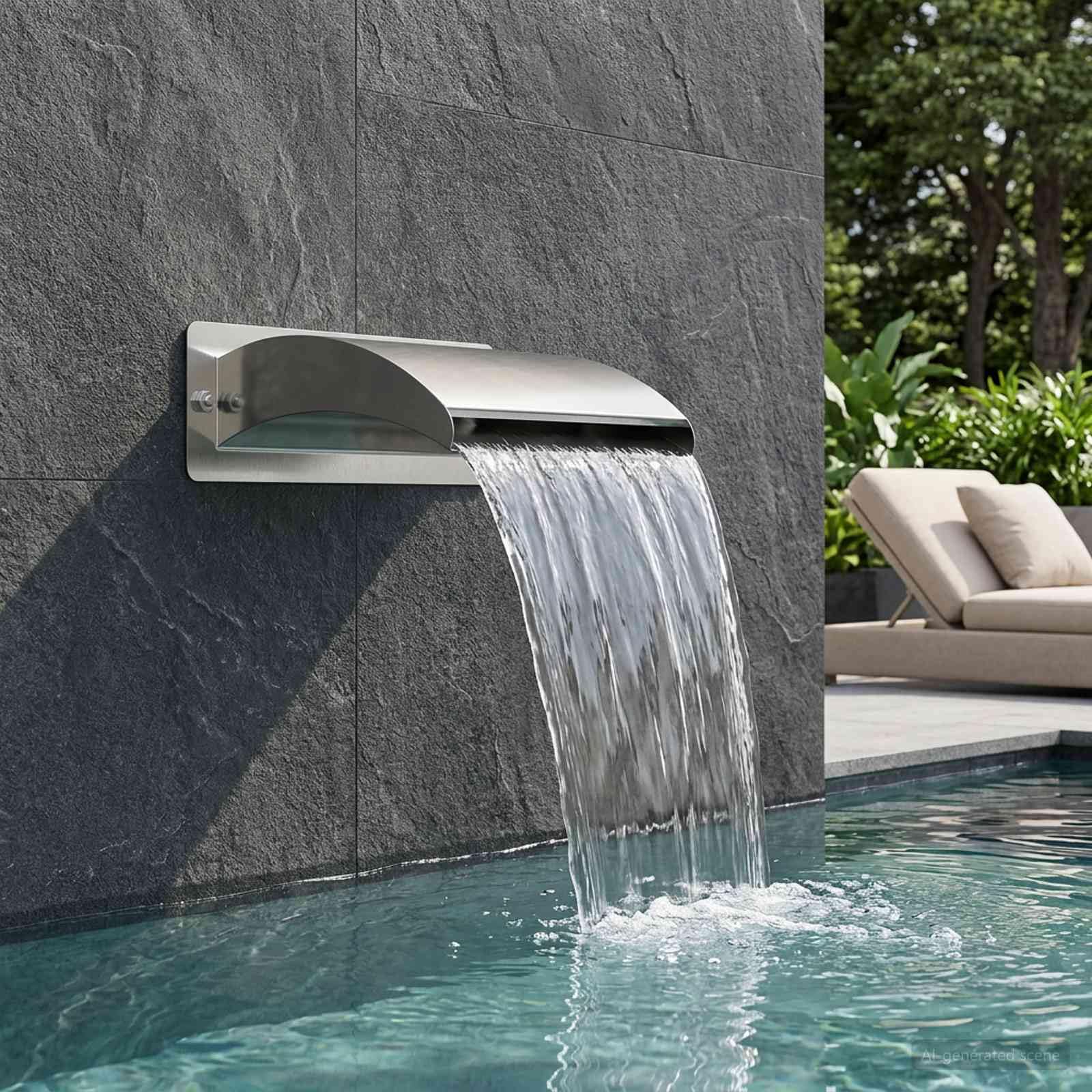 vidaXL Cascada para Piscina con luz LED Acero Inoxidable 304