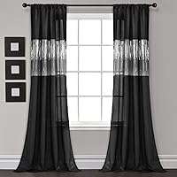 Vista 8 de Lush Décor Panel de cielo nocturno para sala de estar, dormitorio, comedor (cortina individual), 84 "x 42", gris y negro