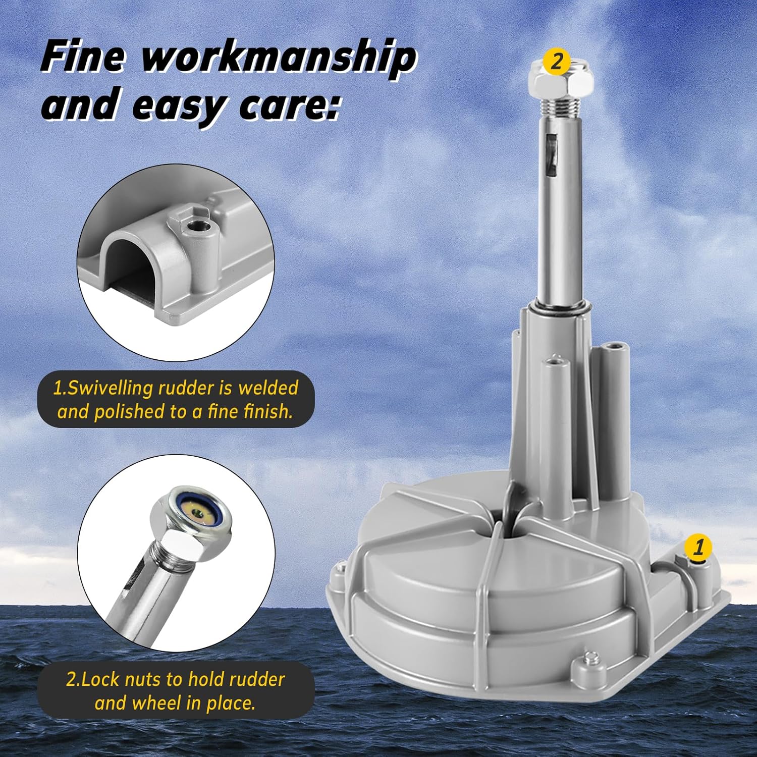Boats Steering System, 10ft Cable Outboard Steering Kit 3/4" Standard Tapered Shaft, Boat Steering Control Cable for Yachts, Fishing Boats and Other Watercraft - with Steering Wheel