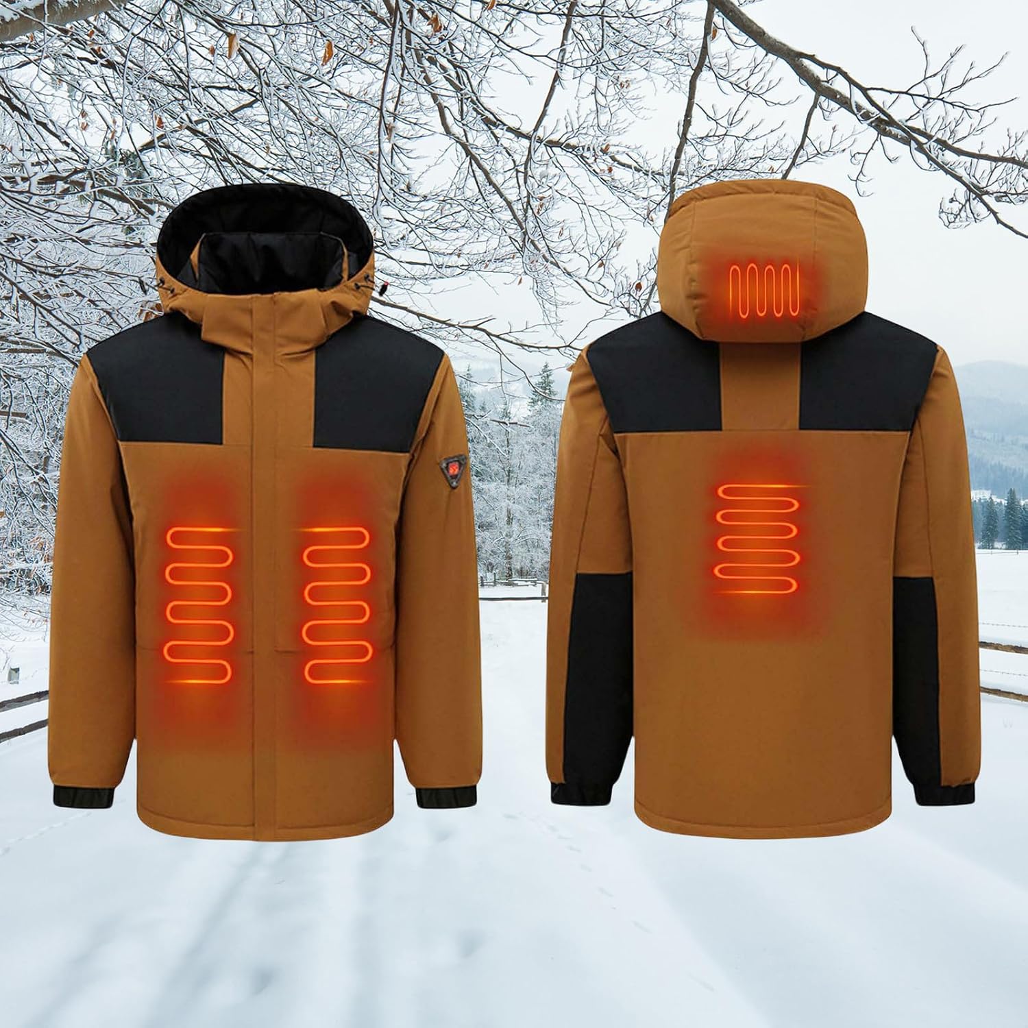Heated Jacket for Men Women USB Electric Heating Coat Winter Outdoor Heating Jackets Hoodies Unisex for Snow Ski Hiking
