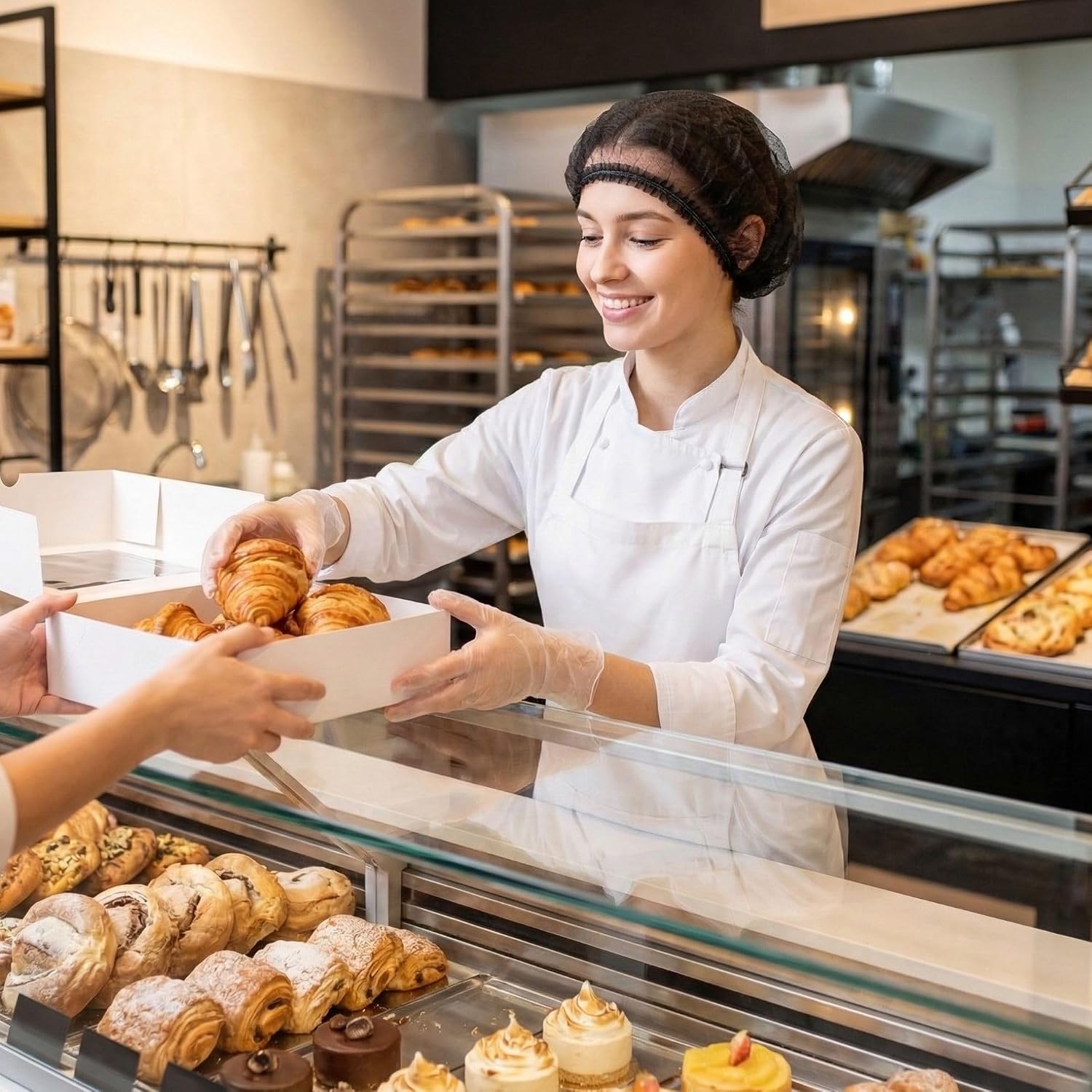 Restaurantware Black Disposable Bouffant Cap Hair Net, 100 Ct