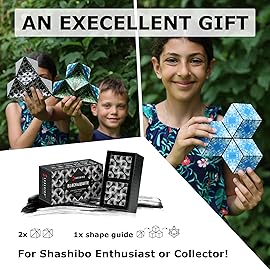 Shashibo Shape Shifting Box - Award-Winning, Patented Fidget Cube w/ 36 Rare Earth Magnets - Transforms Into Over 70 Shapes, Gift Box, Download Fun in Motion Toys Mobile App (Black & White, 2 Pack)
