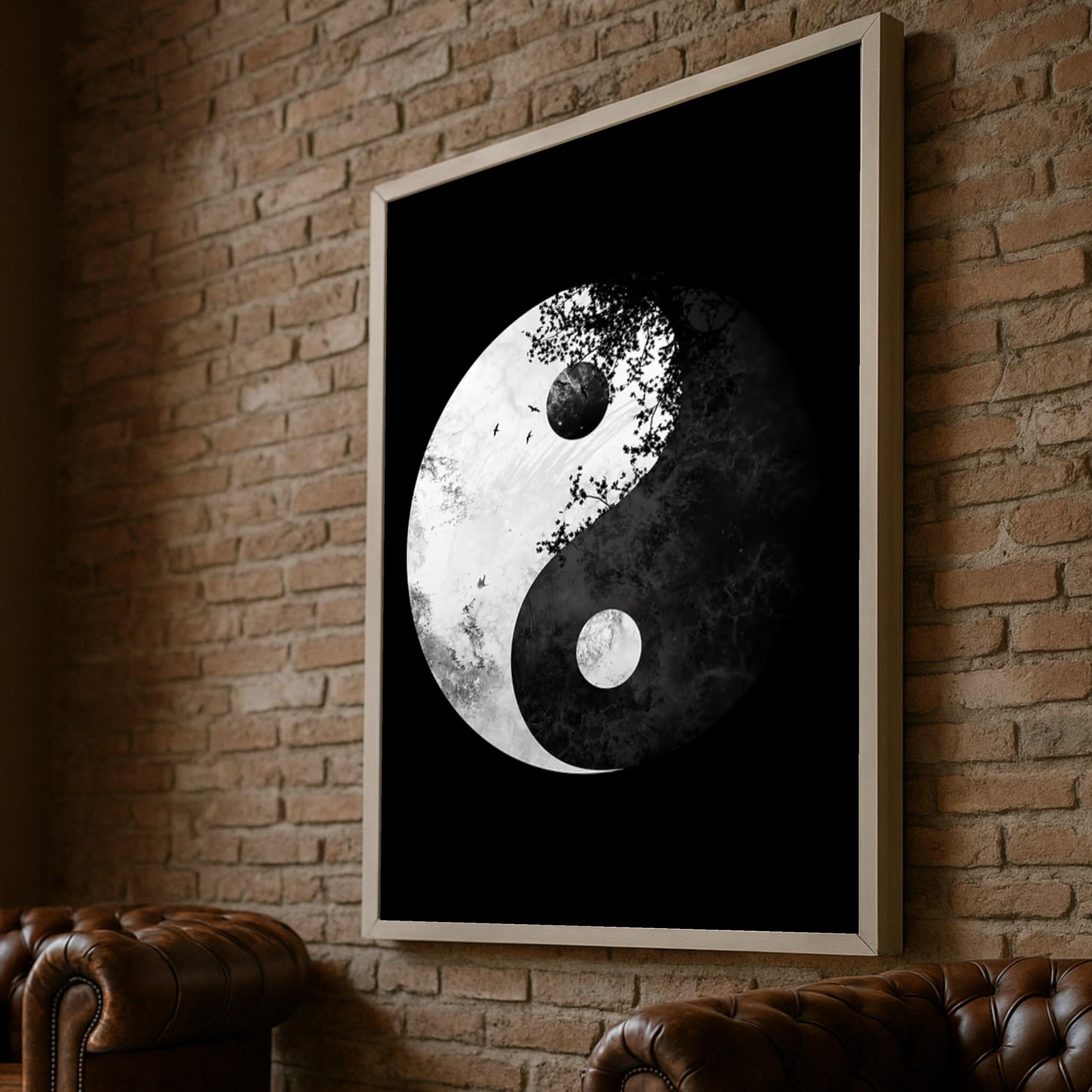 Tableau Yin Yang pour apaiser l'esprit et harmoniser un mur blanc vide