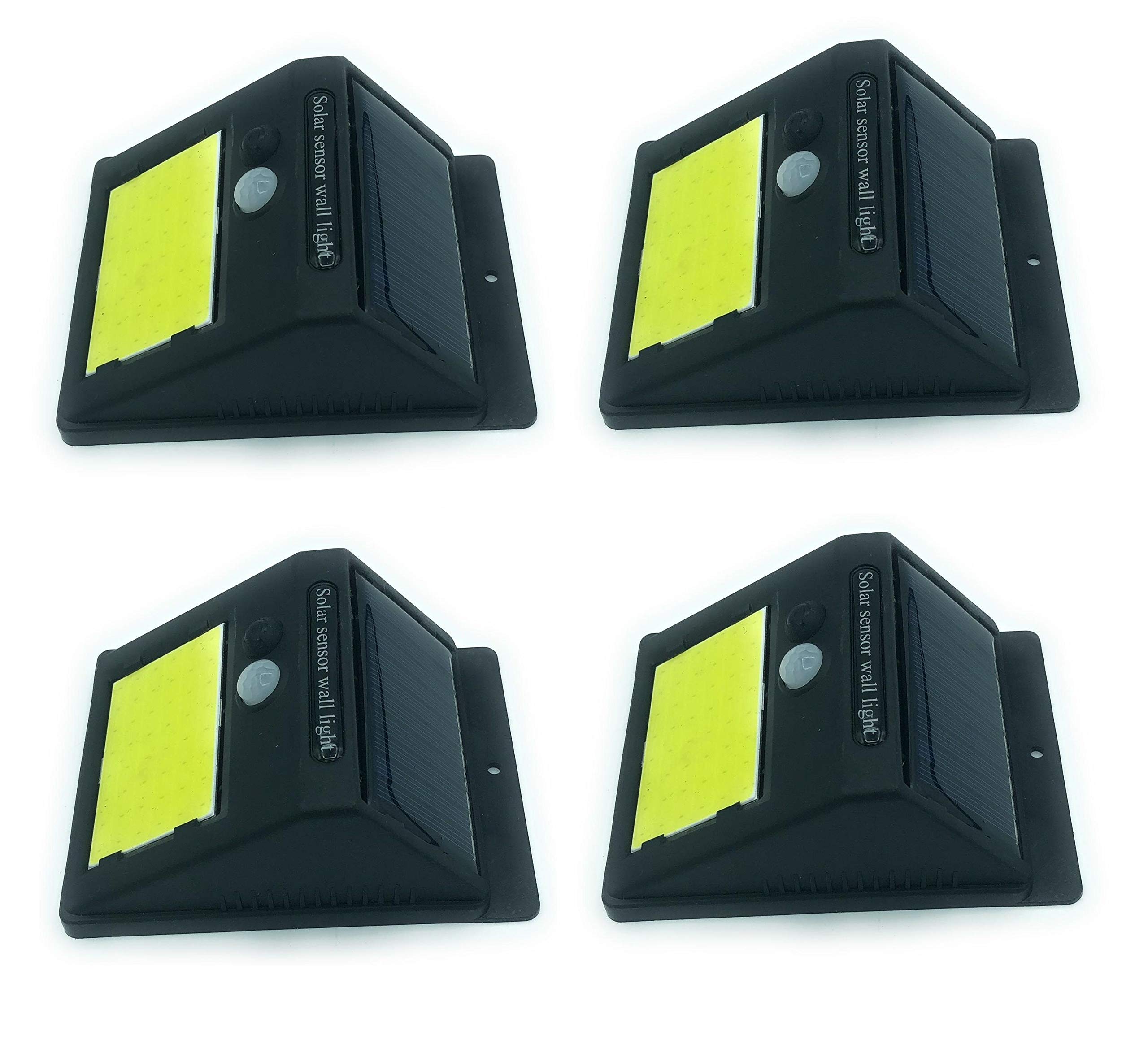 LEOFLA 4 x focos de energía solar al aire libre con 48 LED y sensor de movimiento