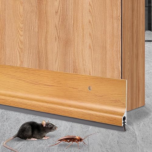 MINGDAYUAN Parabrisas de puerta de metal con protector de ratón de puerta inferior, barredora de ventana de puerta de aluminio, 36 pulgadas de largo