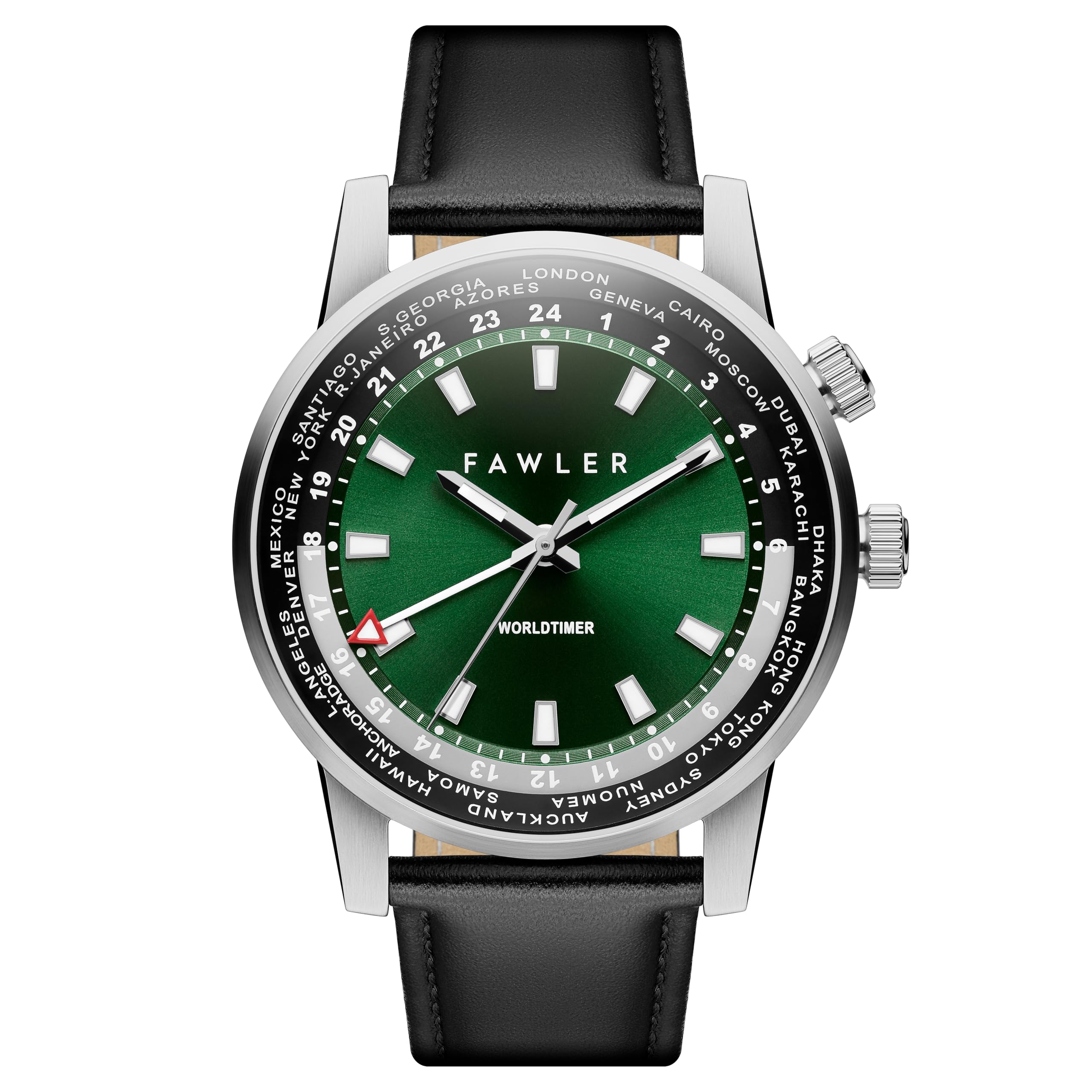 by Trendhim - Gentium - Montre à heure mondiale GMT - Pour homme - Étanche jusqu'à 10 ATM - Mouvement à quartz suisse Ronda 515 - Design danois