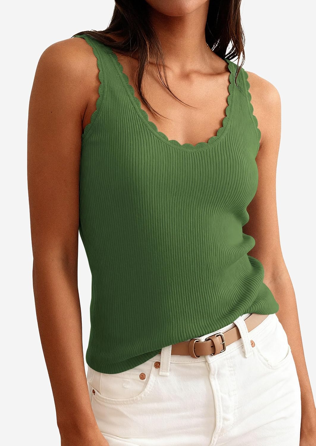 PRETTYGARDEN Womens Summer Sleeveless Tank Tops 2026 V Neck Ruffle Lightweight Ribbed Knit Shirt Casual Going Out Top - Image 7