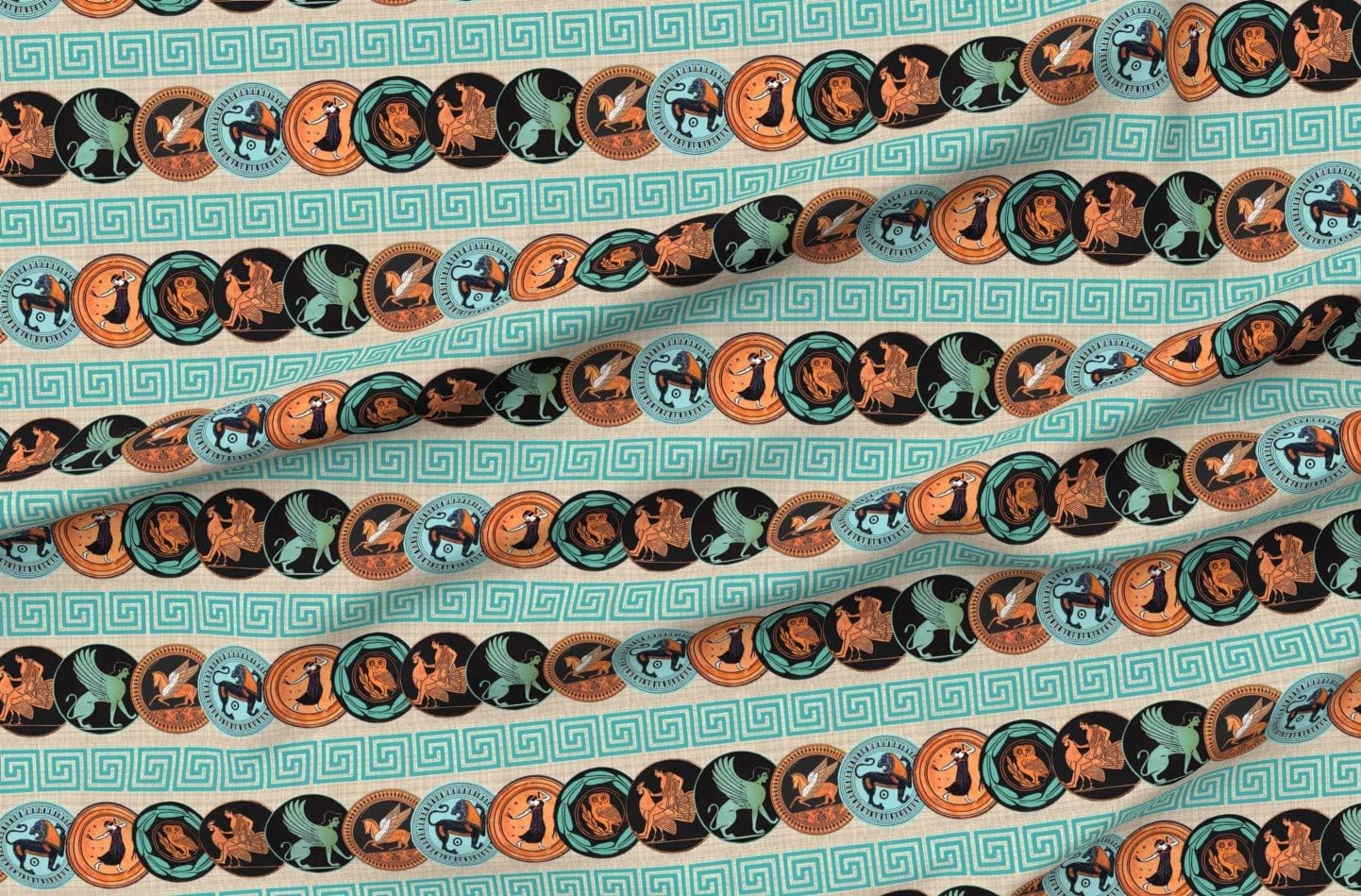 Spoonflower Fabric - Greek Ancient Art Printed on Polartec(R) Fleece Fabric by The Yard - Sewing Blankets Loungewear and No-Sew Projects