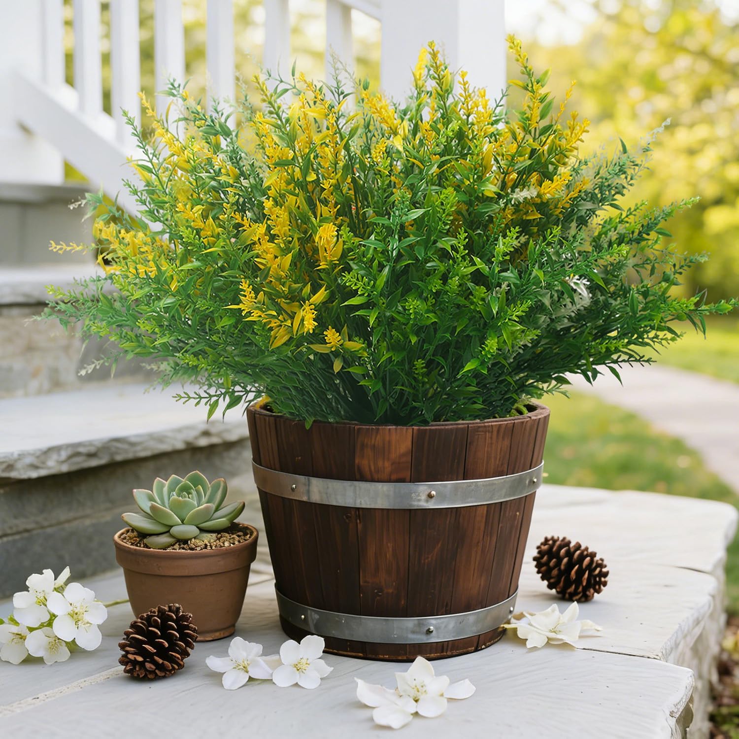 Artificial Flowers for Outdoor, 22-Pack Decorative Fake Flowers UV Resistant - Spring Artificial Plants Set for Garden, Patio, Home & Office Decor