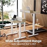HUANUO 32 x 21 inch Small Electric Standing Desk with 2 Drawers, C-Clamp Mount Compatible, Height Adjustable Sit Stand Desk, Home Office Stand Up Desk with 4 Memory Height Settings, Light Walnut