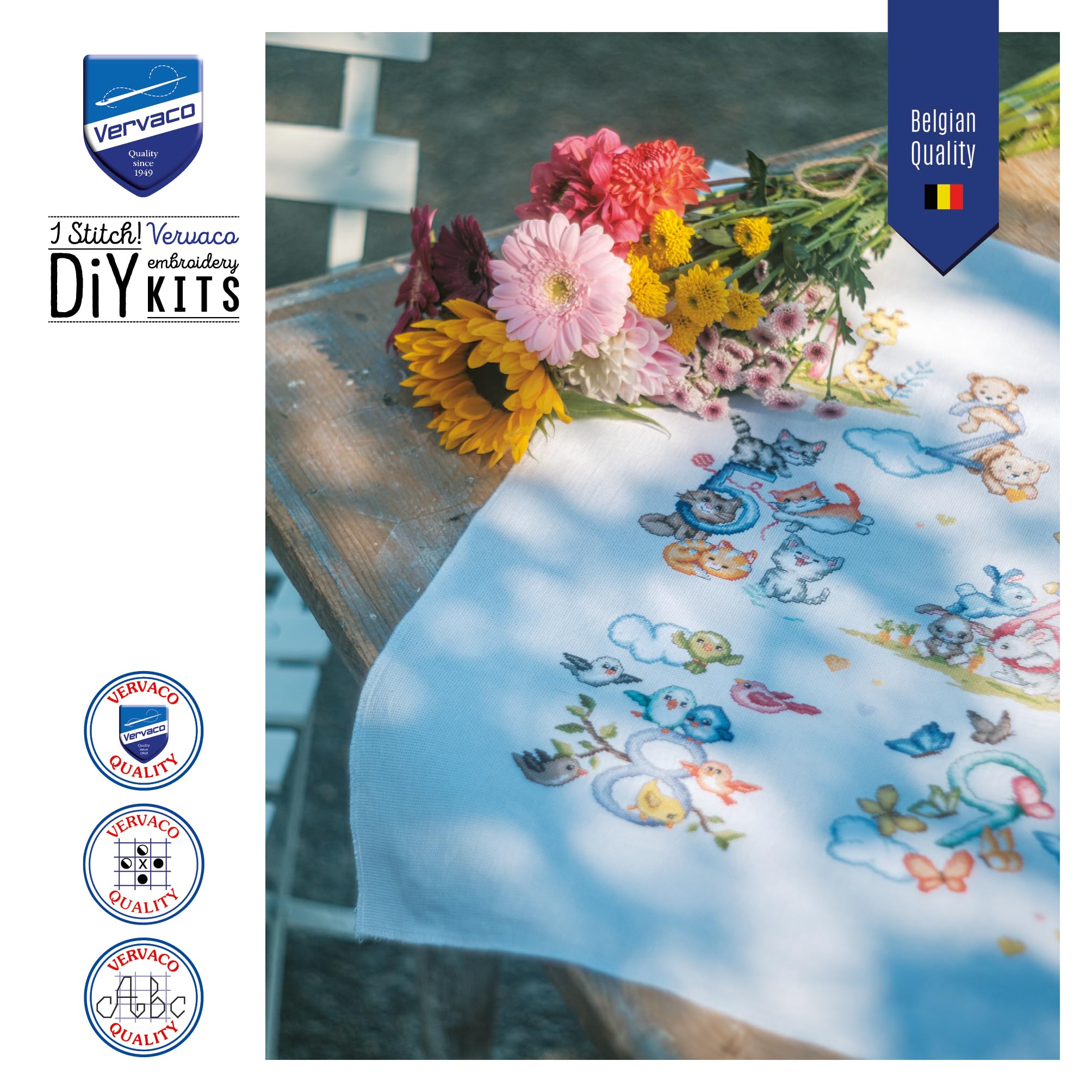 VERVACO Haft Krzyżykowy Liczony Zestaw Obraz do Haftu LICZENIE OD 1 DO 10 Zrób to Sam Zestaw Kreatywny dla Dorosłych 48 x 48 cm Dekoracja Ścienna DIY Cross Stitch Kit