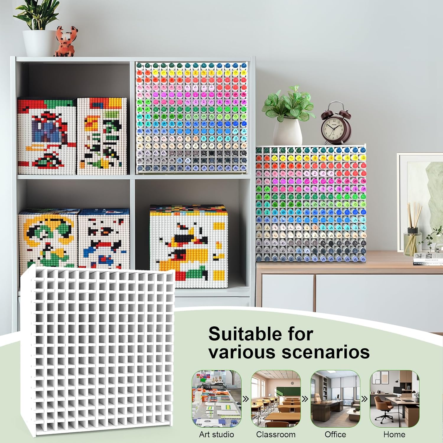 Marker Organizer, 210-Slot Marker Holder with Adjustable Dividers, Marker Storage Organizer for Desk, Home, Office, Craft Room, and Classroom