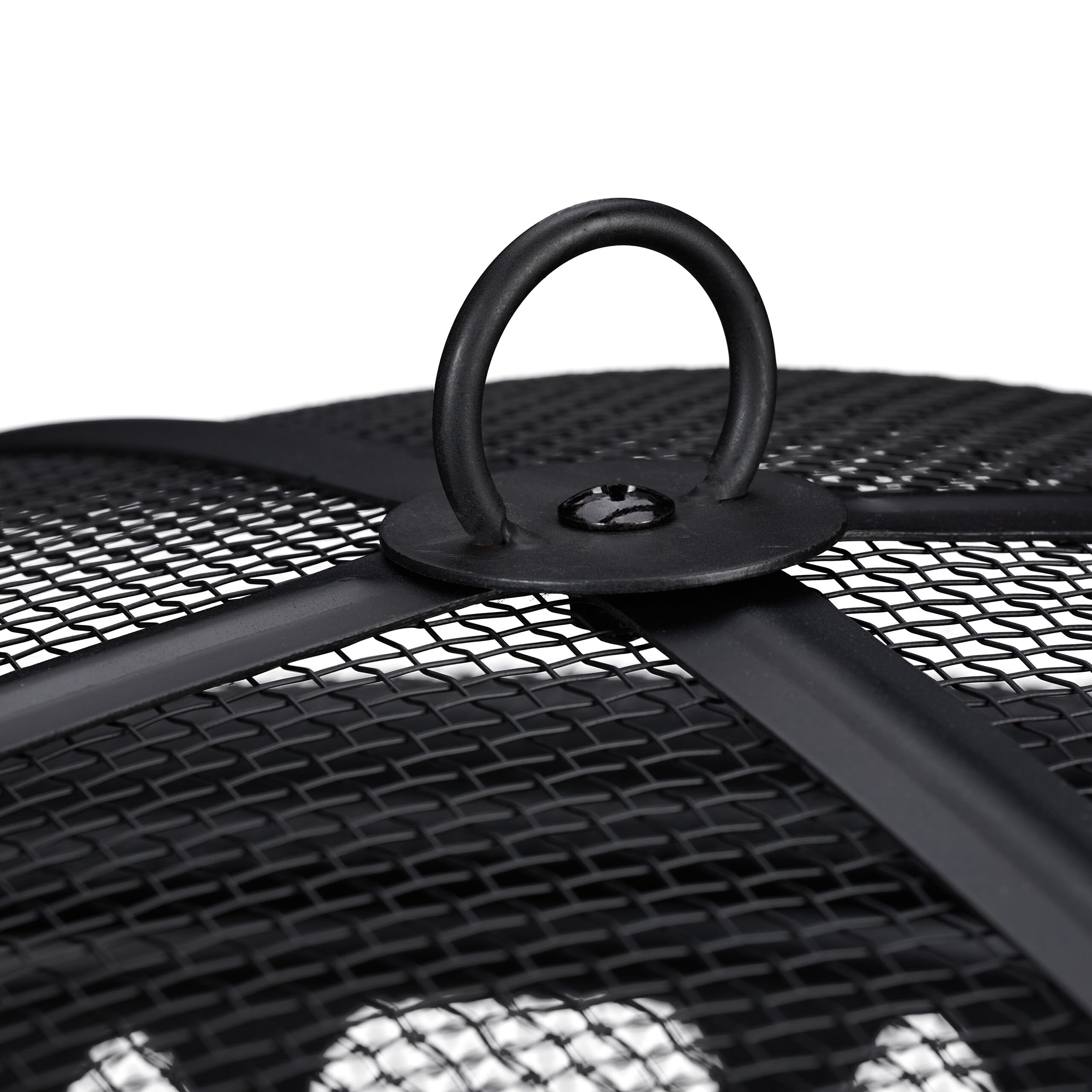 Relaxdays Brasero avec Protection étincelles, Jardin et terrasse, tisonnier, Foyer extérieur, en Acier; D 75 cm, Noir