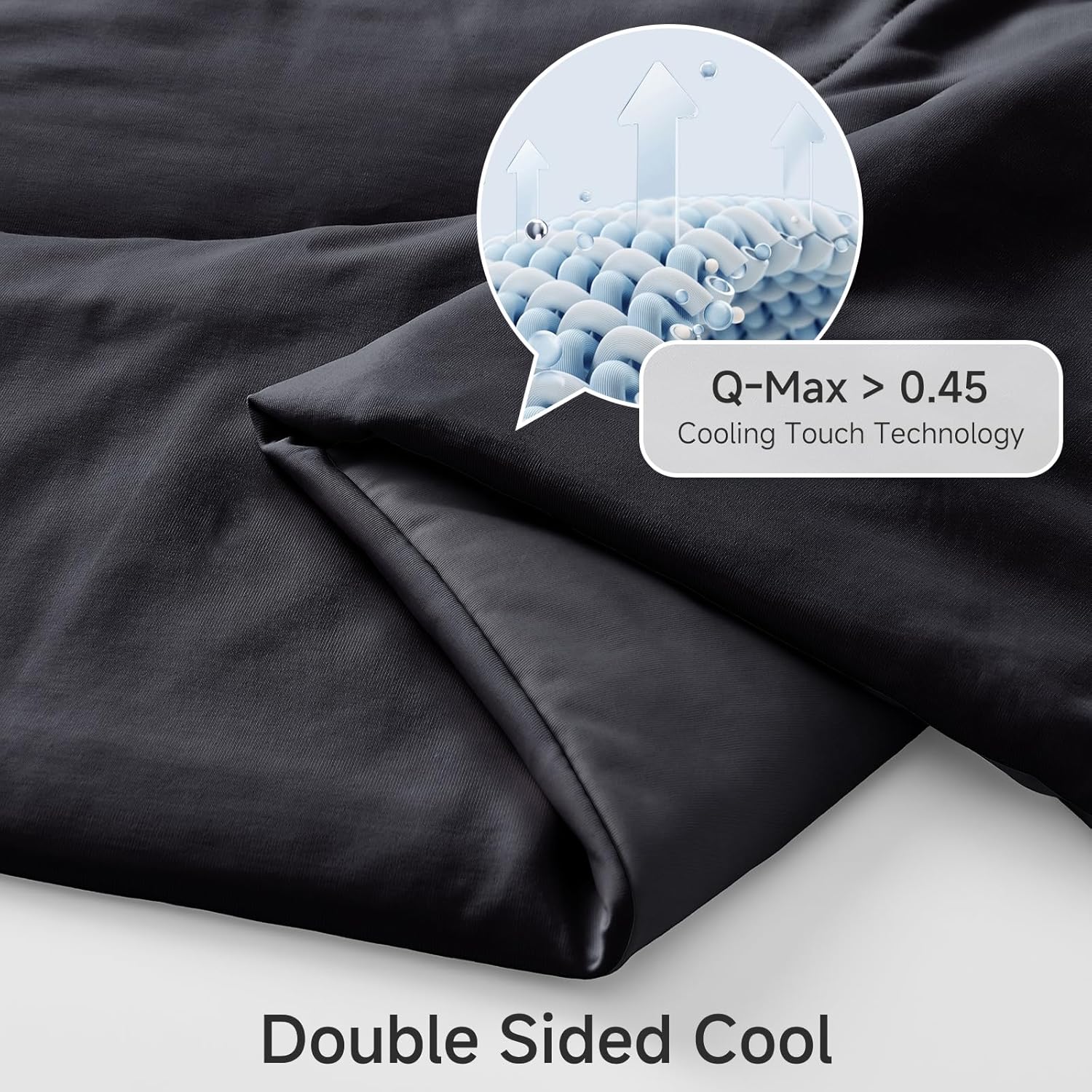 HOMFINE Cooling Comforter Queen Size, Black Summer Cooling Blanket for Hot Sleepers and Night Sweats, Japanese Double-Sided Cold Tech Fabric Q-Max 0.45, Soft Breathable Silky Smooth Lightweight