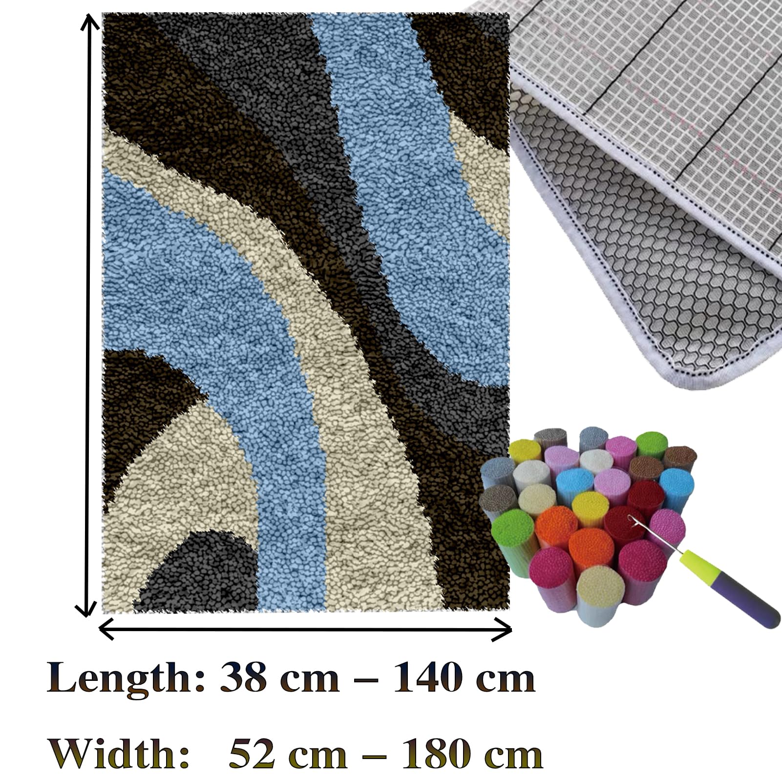 Kit Ganci a Chiavistello per Adulti, Kit Gancio di Chiusura Tappeto, Fai da Te Tappeto Kit da Ricamo per Principianti, Tappeto per Uncinetto Latch Hook Rug Kit, Ricamo a Punto Croce 38 x 52 cm