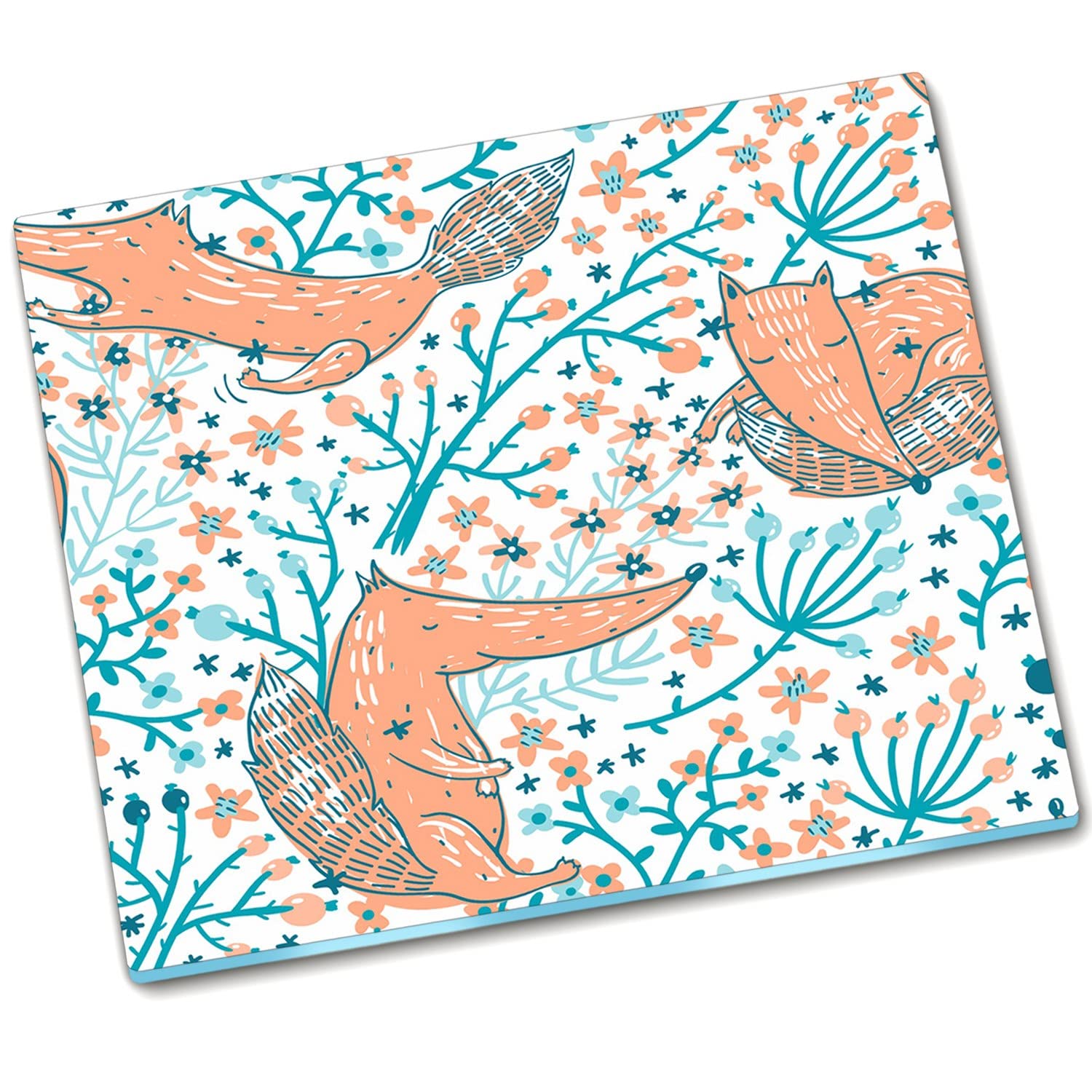 Plaque de couvercle de poêle 60x52 cm Decormat en verre trempé avec motif renards pour cuisine