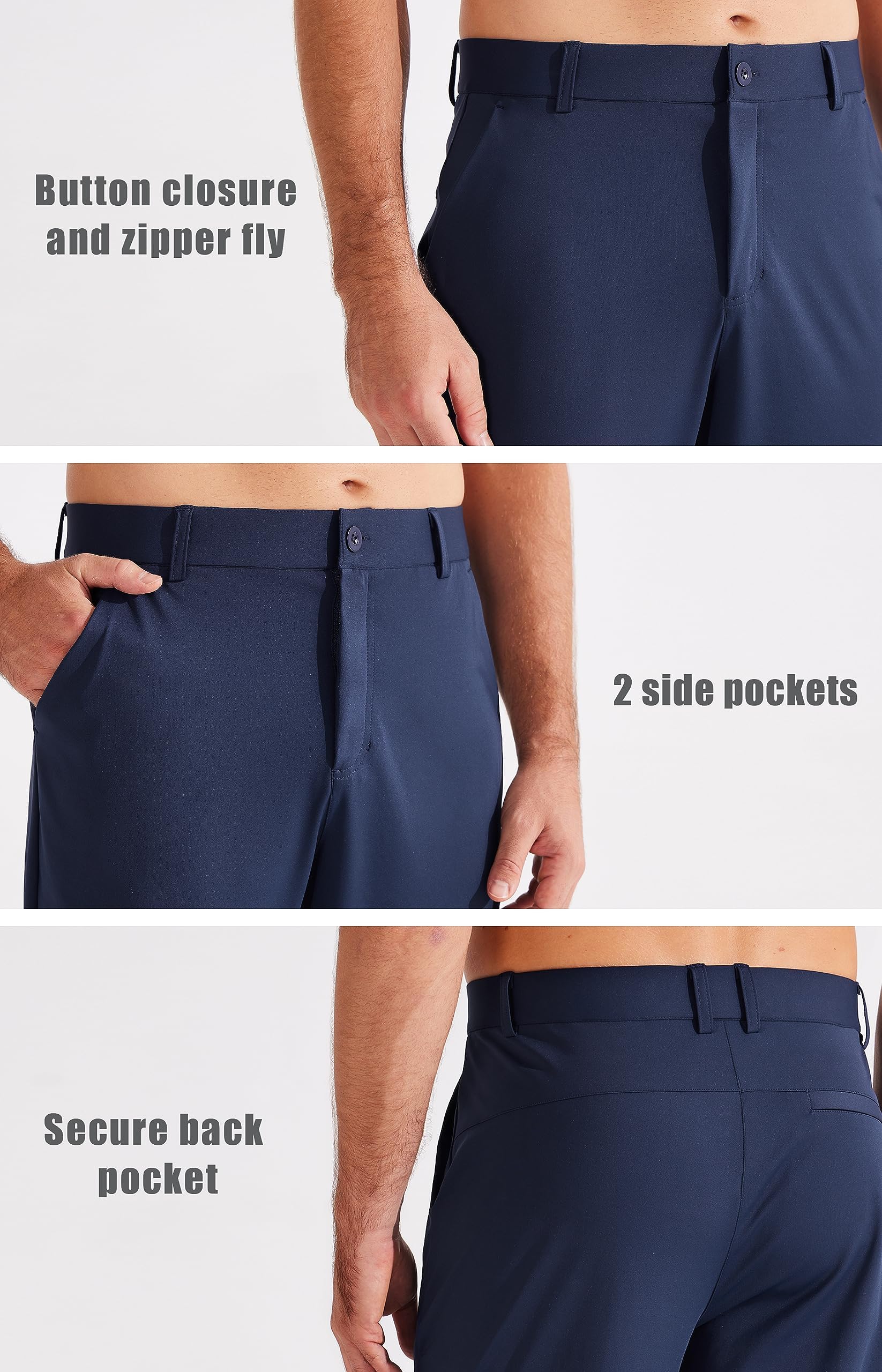 Libin Męskie spodnie golfowe joggery lekkie 3 kieszenie slim fit miękkie rozciągliwe zwężane sukienka robocza sportowa