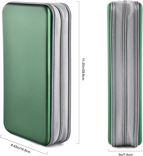 Miniatura 6 de Bivisen Funda para CD, 80 de capacidad, DVD, VCD, multimedia, Blu-ray, soporte para cartera, organizador de almacenamiento (verde oscuro)