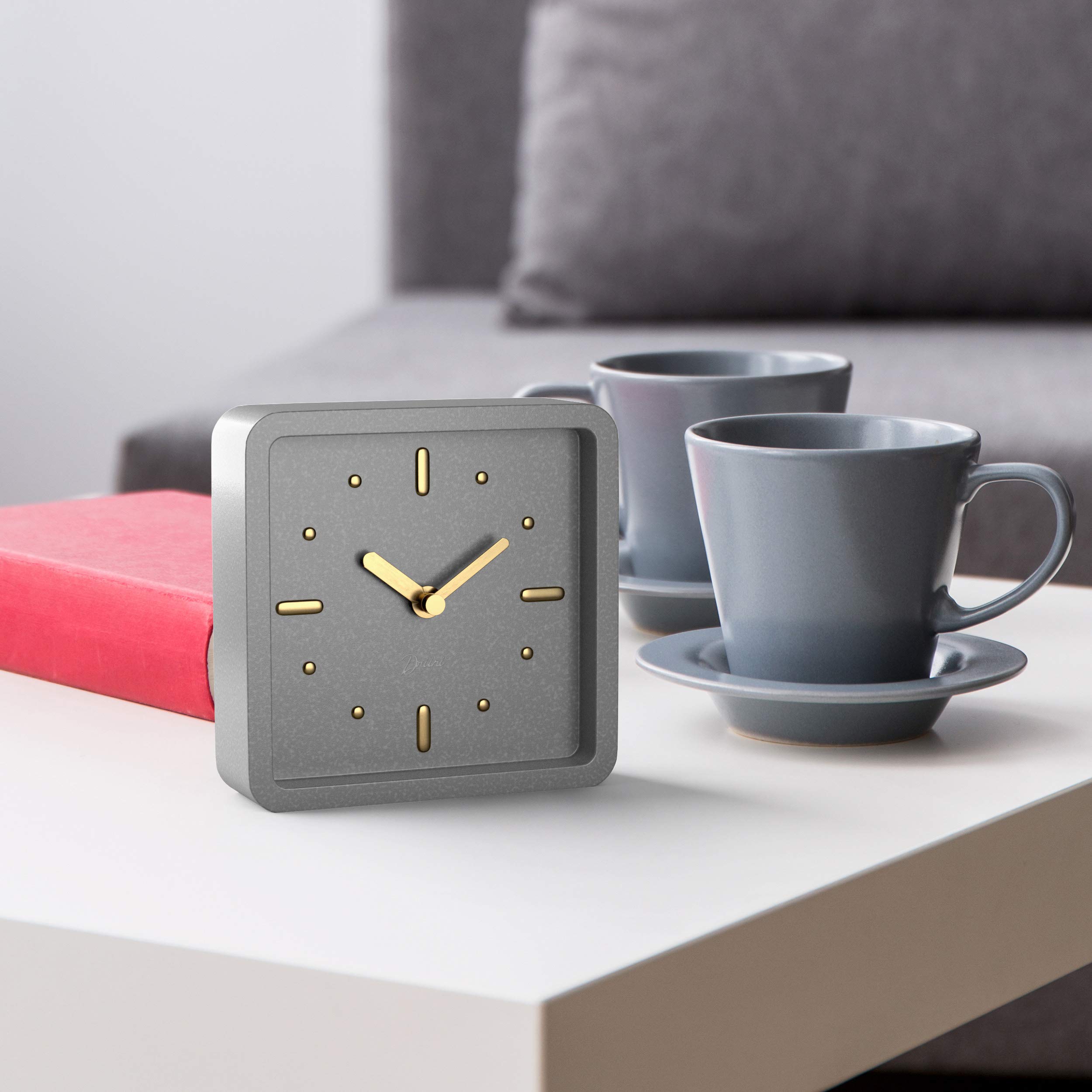 Buy Driini Modern Mid Century Desk and Table Analog Clock (Concrete