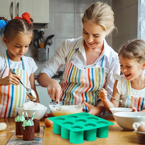 Miniatura 7 de Moldes de silicona redondos de 9 cavidades, juego de hornear de silicona para chocolate, caramelos, bandejas de cubitos de hielo para congelador,