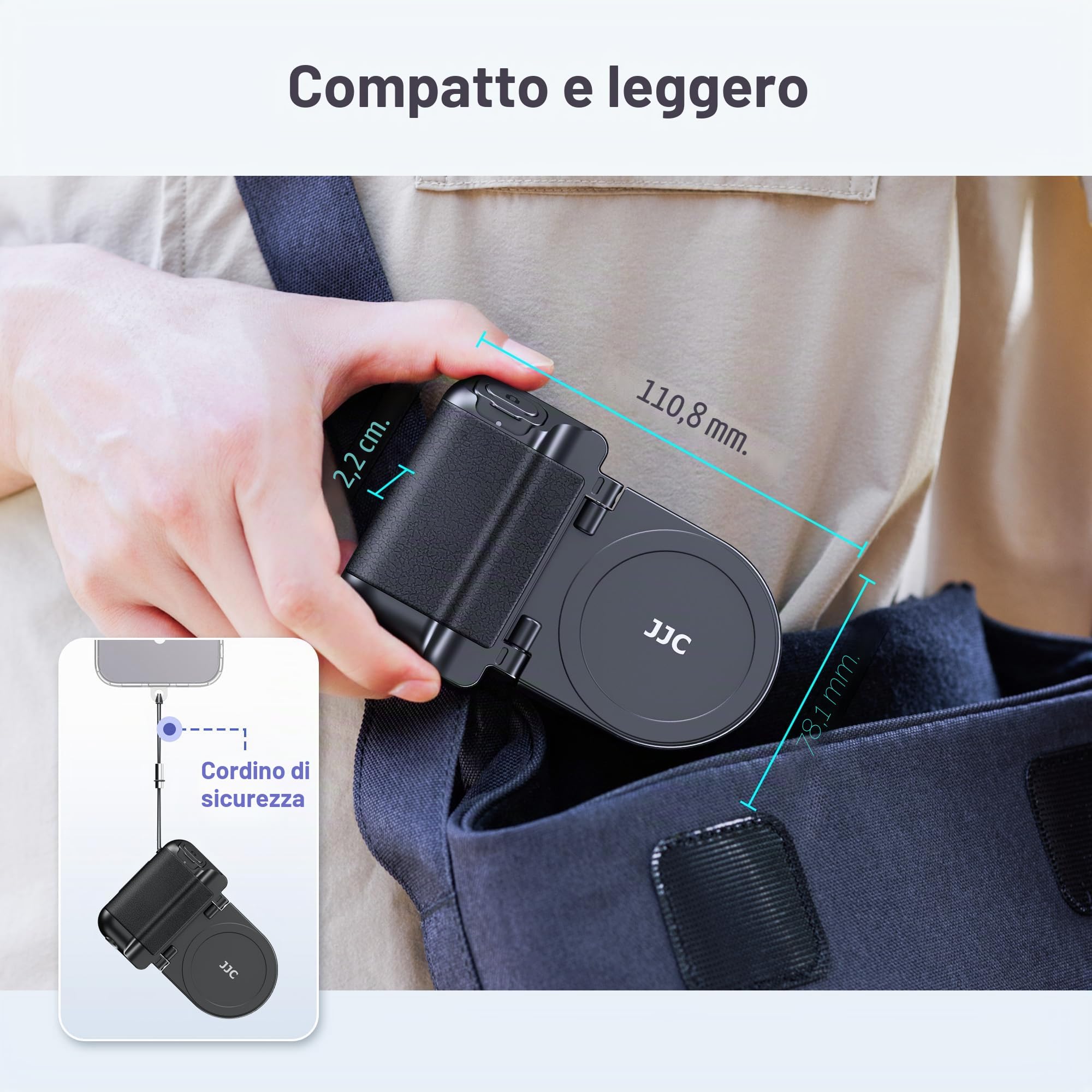 Magnetica Impugnatura Smartphone, Nero Snapgrip Magnetica con Bluetooth Impugnatura Dell'otturatore del Telefono Cellulare con Controllo Bluetooth Compatibile con iPhone per le Riprese Video Tiktok