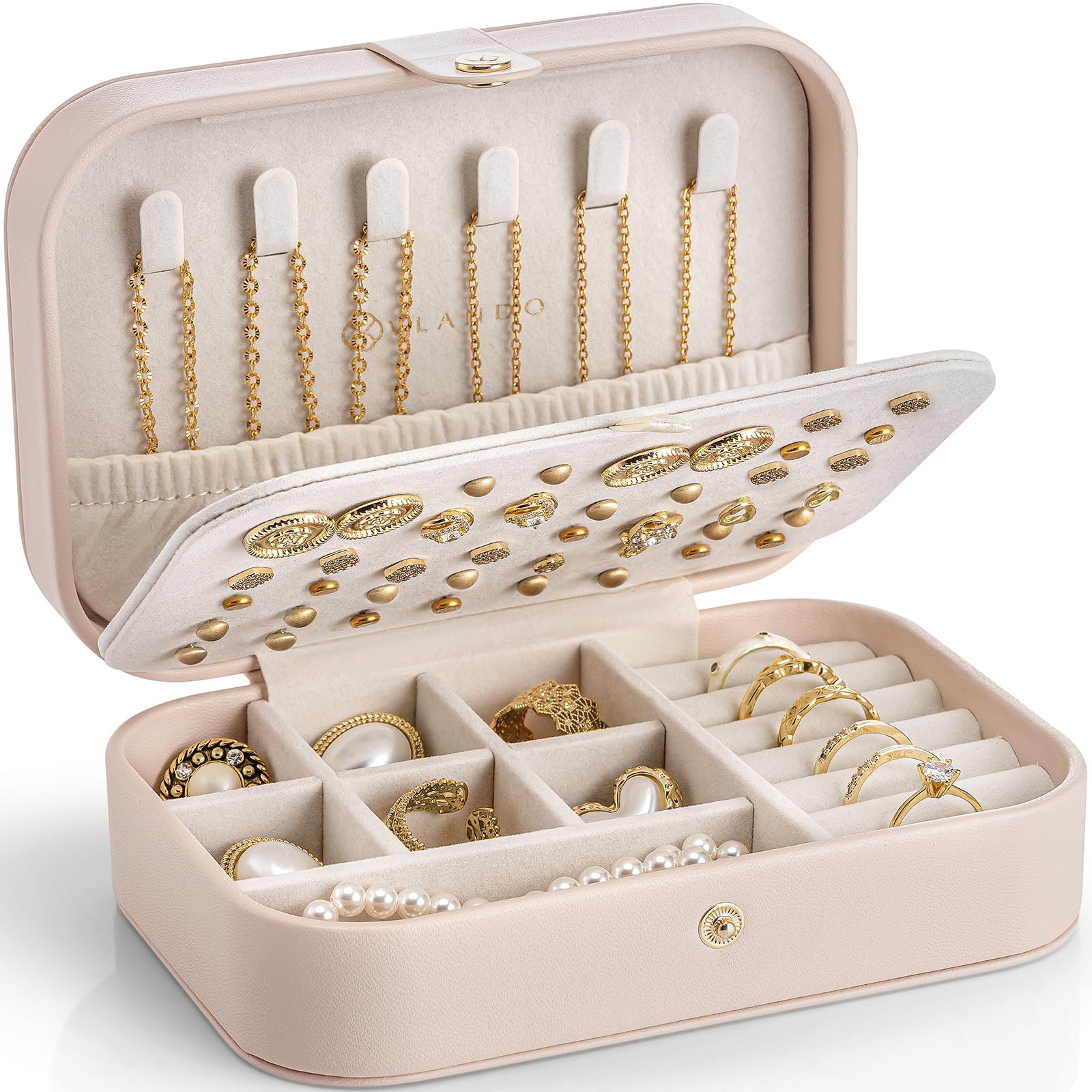 VlandoVlando Travel Jewelry Case, PU Leather Travel Jewelry Box with Earring Holder, Portable Display Small Jewelry Box for Mothers Day Women Girls Gift - PinkThe Forest Stewardship Council