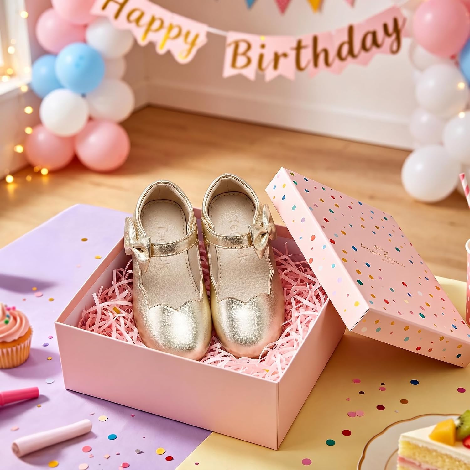 Toddler Girls Mary Jane Flats Cutout Ballet Dress Shoes for Daily Party
