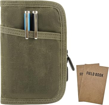 Field Notes Notebook Cover 3.5 x 5.5 Inch Pocket Notebook Cover with Zipper Pen Holder Waterproof Steno Notebook Cover for Journal Notebook Planner Wallet with 2 Notes