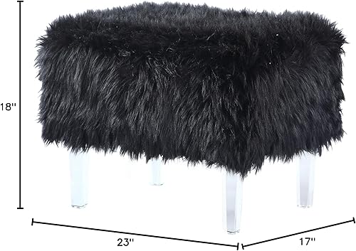 Miniatura 2 de Fiorino - Otomana moderna y contemporánea de piel sintética con patas acrílicas, color negro