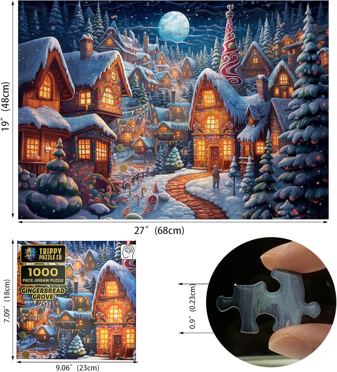 Christmas Puzzles - 1000 Piece Jigsaw Puzzle for Adults - Impossible Hard Difficult Challenging Puzzles for Adults - Christmas Collection (Gingerbread Grove)