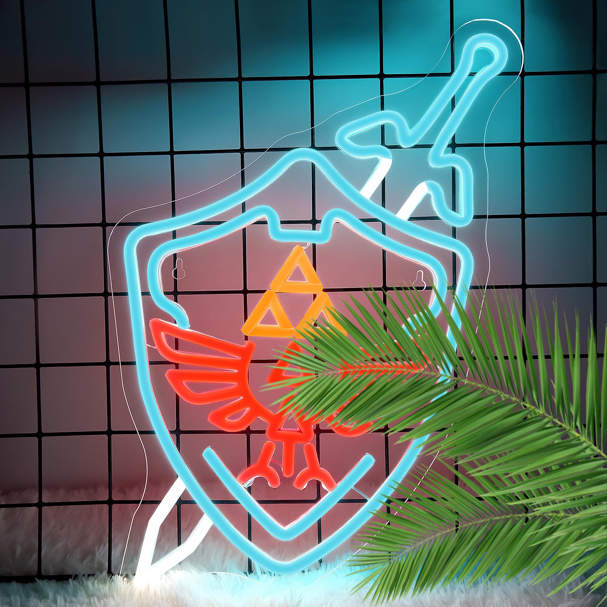 Gaming Neon Sign,Sword Shield LED Sign,Neon Signs for Game Room,Man Cave,Gamer Gifts for Game Fans,Teen Boys,USB Powered Signs for Wall Decor,