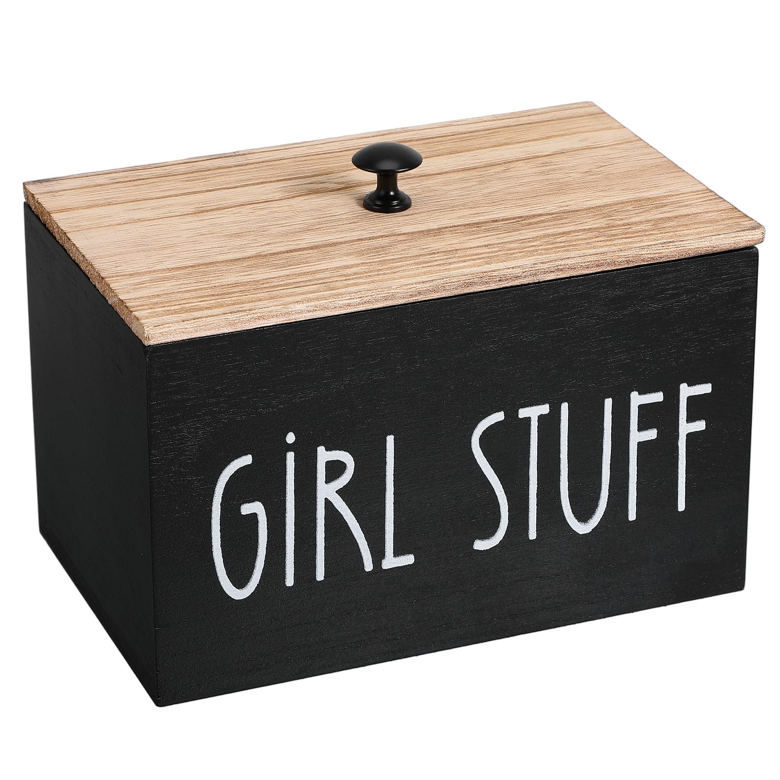 Artibetter Contenitore Assorbenti in Legno Coperchio Pratico e Divisori Rimovibili, Organizer Bagno Elegante per Prodotti Femminili e Salviette