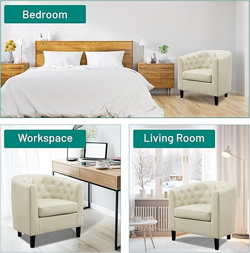 Miniatura 43 de Naomi Home Frida Silla moderna de mediados de siglo, sillas decorativas con marco de madera duradera para sala de estar, silla de lectura con