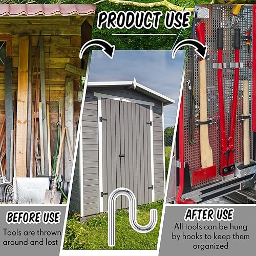 Miniatura 6 de Blulu 10 ganchos de cobertizo de 2 pulgadas de largo para colgar ganchos individuales resistentes universales montados en la pared J ganchos