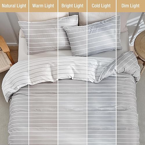 Miniatura 156 de Lekesky Juego de funda de edredón tamaño King, de microfibra suave, bohemio, azteca, azul, bohemio, con cierre de cremallera, lazos en las esquinas