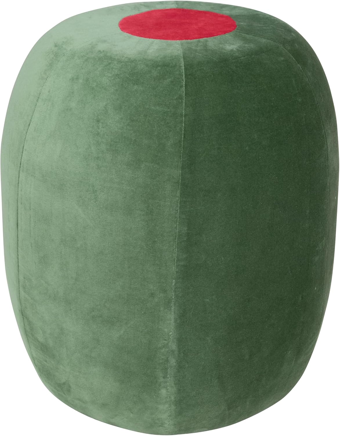 Creative Co-Op Cotton Velvet Upholstered Olive Shaped Stool, Green & Red